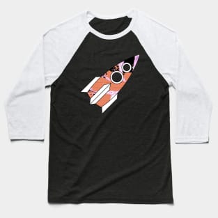 Rocket Ship Lofi Glitch Art Baseball T-Shirt